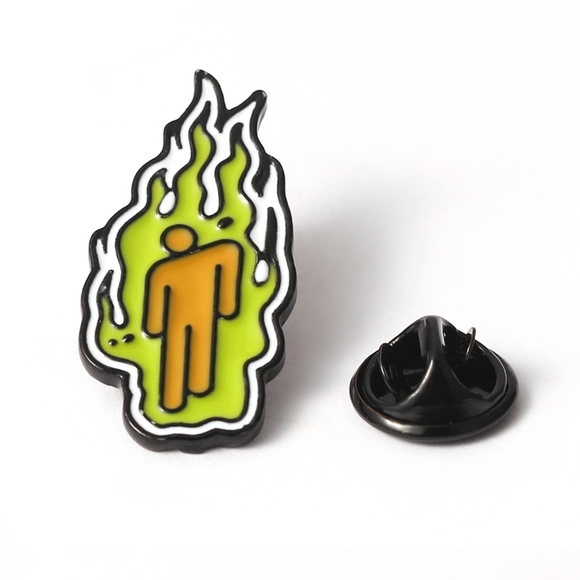 Billie Eilish Orange Green Logo Metal Pin Badge Button - Picture 2 of 7